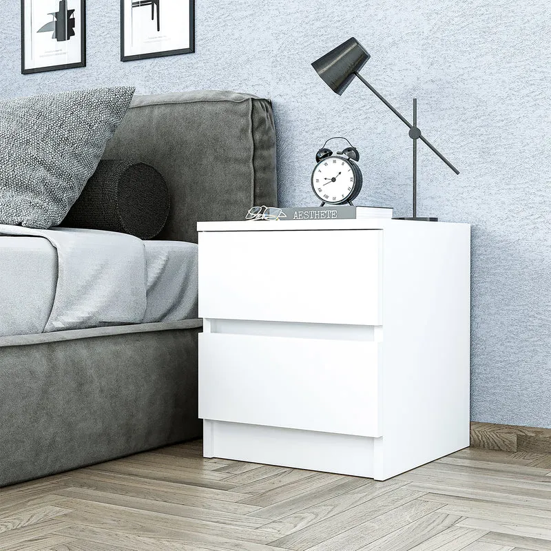 Roomart Nachttisch - Nachtkästchen KOMO, 40 cm, mit 2 Schubladen, in Weiß