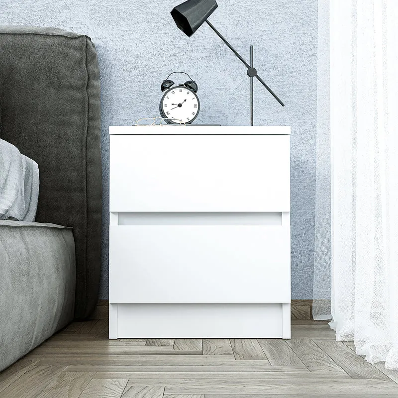 Roomart Nachttisch - Nachtkästchen KOMO, 40 cm, mit 2 Schubladen, in Weiß