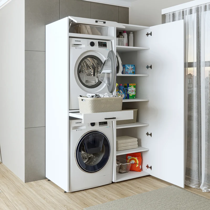 Roomart Waschmaschinenschrank DUO-I, 127 cm, Überbauschrank für Waschmaschine & Trockner, in 3 Farben