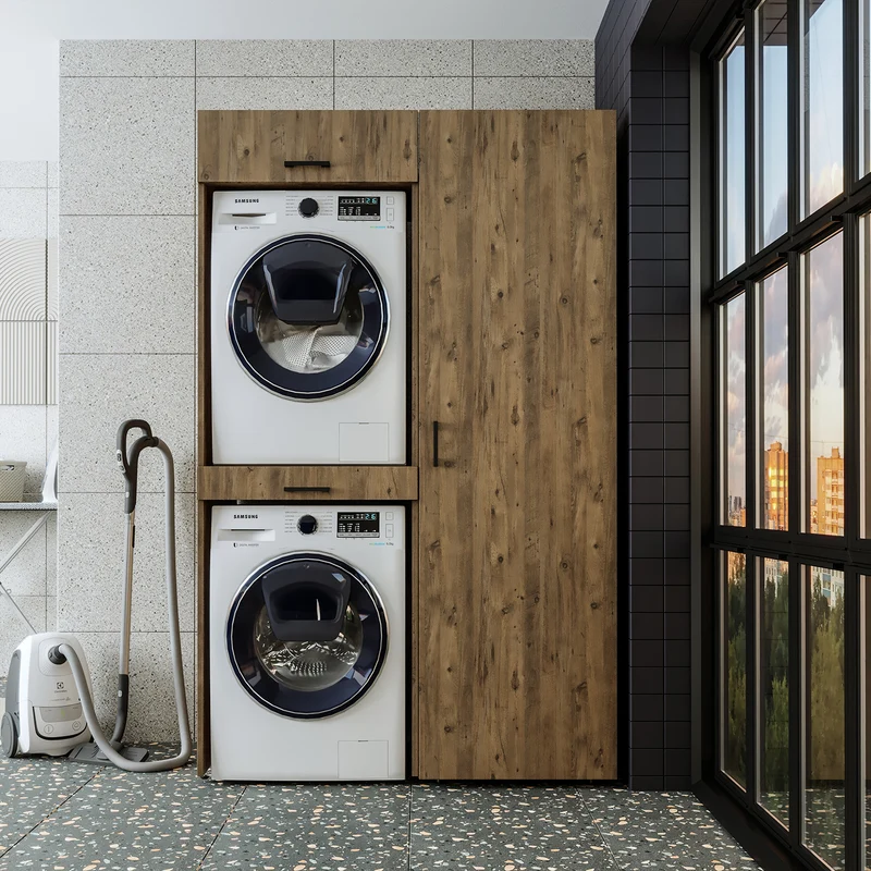 Roomart Waschmaschinenschrank DUO-I, 127 cm, Überbauschrank für Waschmaschine & Trockner, in 3 Farben