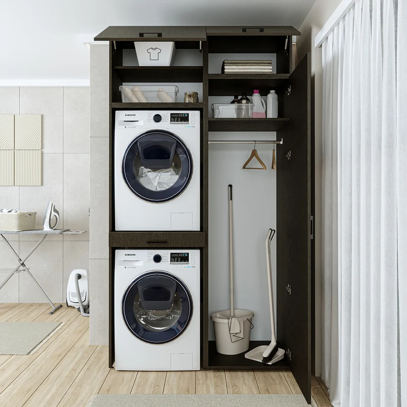 Roomart Waschmaschinenschrank DUO-I, 127 cm, Überbauschrank für Waschmaschine & Trockner, in 3 Farben