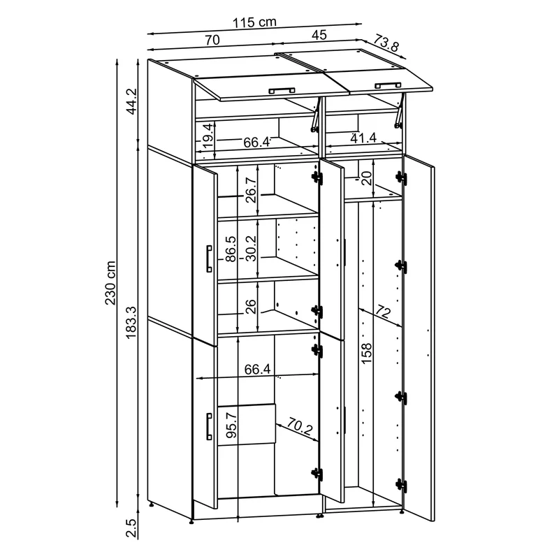 Roomart Waschmaschinenschrank DORA-II, 115 cm, für Waschmaschine und Trockner, in 5 Farben