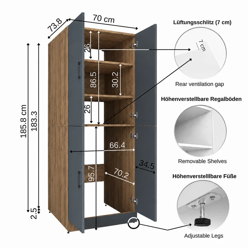 Roomart Waschmaschinenschrank DORA-II, 115 cm, für Waschmaschine und Trockner, in 5 Farben