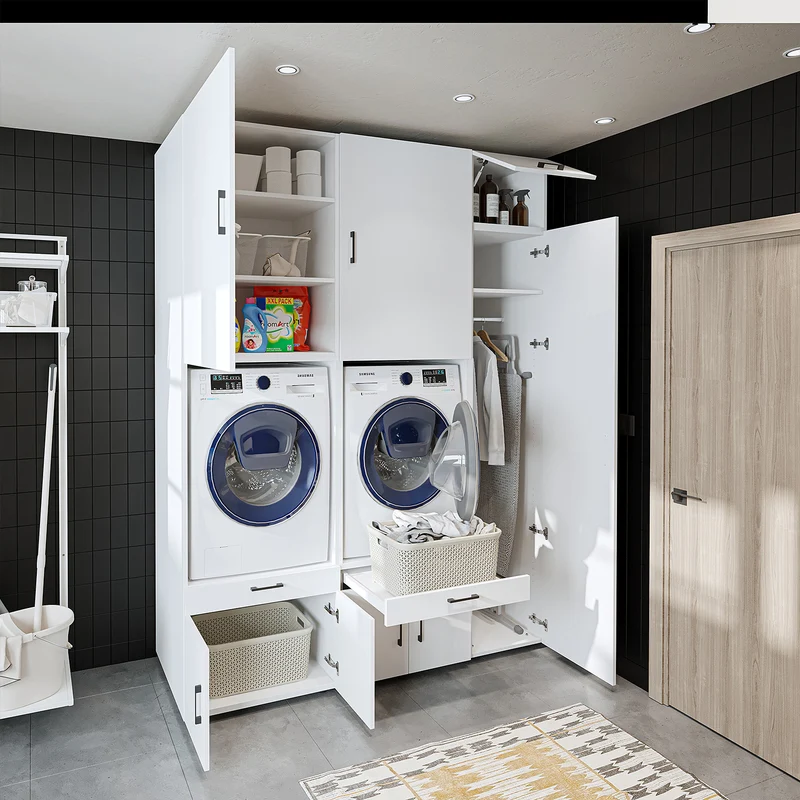 Roomart Waschmaschinenschrank SERIE 3, 179 cm, für zwei Geräte mit Hochschrank, in 3 Farben