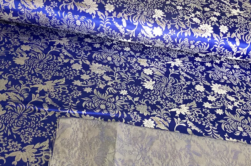 Brokatstoff Blumen gold & silber *Ab 50cm