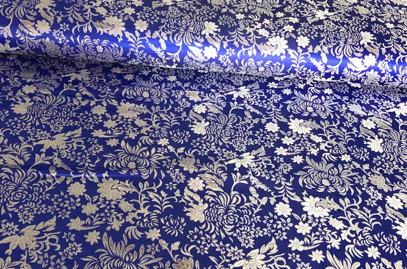 Brokatstoff Blumen gold & silber *Ab 50cm