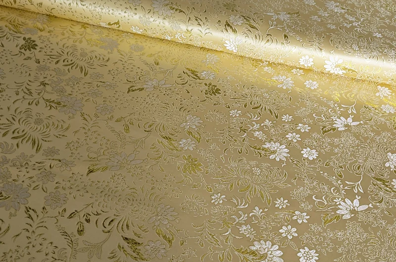 Brokatstoff Blumen gold & silber *Ab 50cm