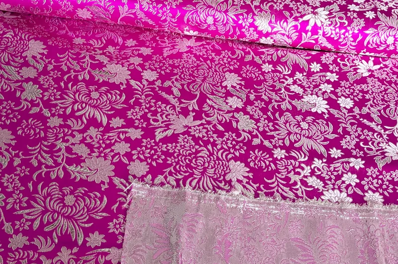 Brokatstoff Blumen gold & silber *Ab 50cm