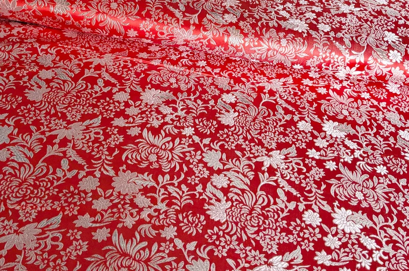 Brokatstoff Blumen gold & silber *Ab 50cm