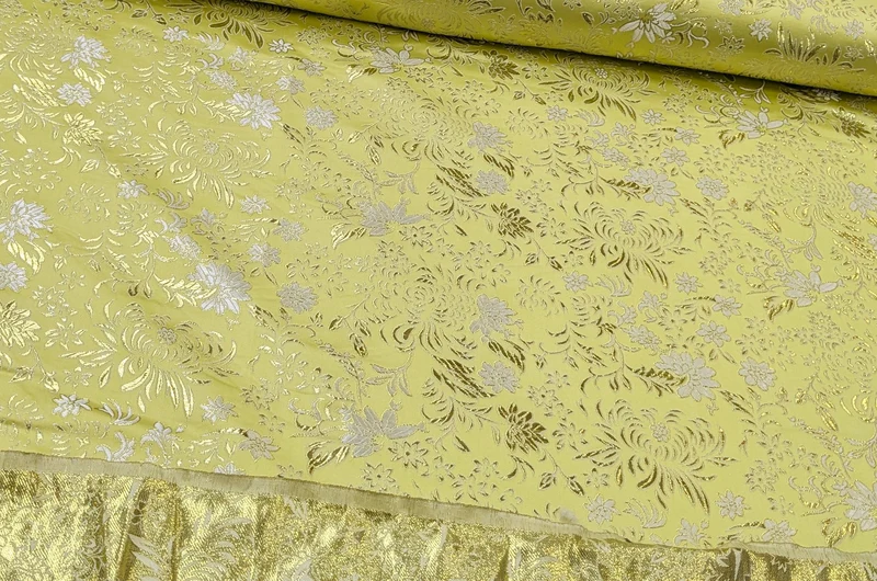Brokatstoff Blumen gold & silber *Ab 50cm