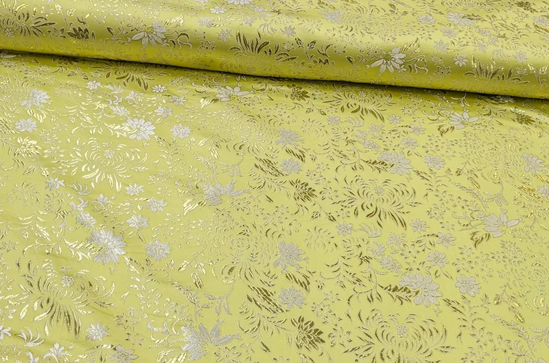 Brokatstoff Blumen gold & silber *Ab 50cm