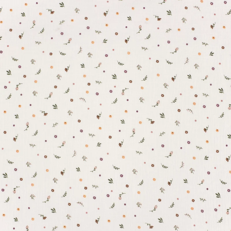 Musselin bedruckt Blumenwiese beige *Ab 50 cm