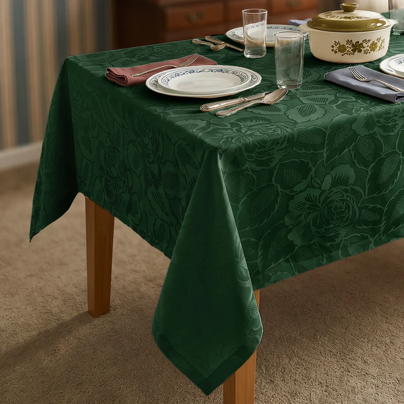 DecoHomeTextil Retro Tischdecke Rosalia mit feinem Rosenmuster – Für eine warme, elegante Tischatmosphäre