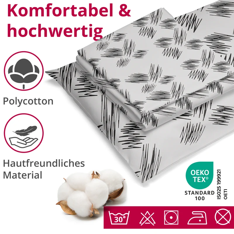 DecoHomeTextil Bettwäsche Set Bettgarnitur mit Reißverschluss Polycotton Design