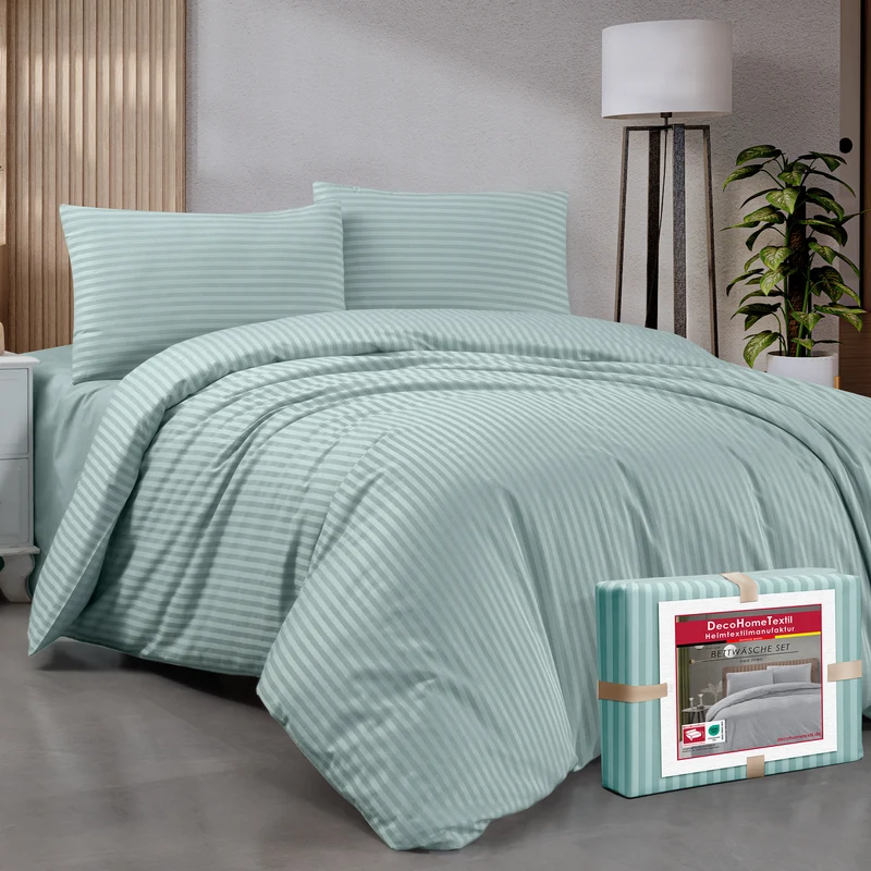 DecoHomeTextil Bettwäsche Set Bettgarnitur mit Reißverschluss Polycotton Streifen