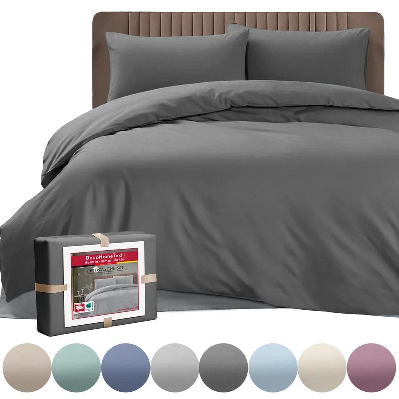 DecoHomeTextil Bettwäsche Set Bettgarnitur mit Reißverschluss Polycotton Uni