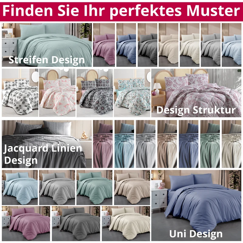 DecoHomeTextil Bettwäsche Set Bettgarnitur mit Reißverschluss Polycotton Uni