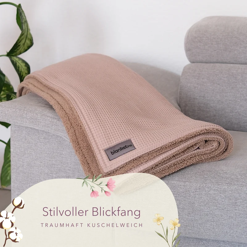 Kuscheldecke mit Teddy-Fleece • Latte Macchiato • Beige