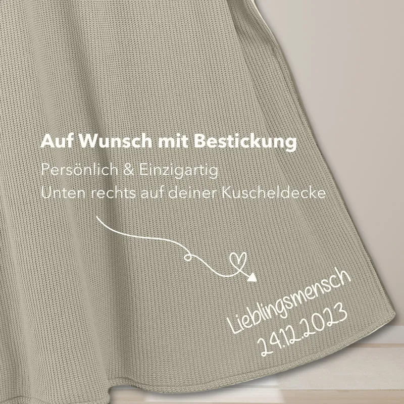 Kuscheldecke mit Baumwollstrick · Champagner
