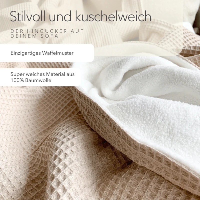 Kuscheldecke "Natur" • 210 x 140 cm • Creme • Sandweiß