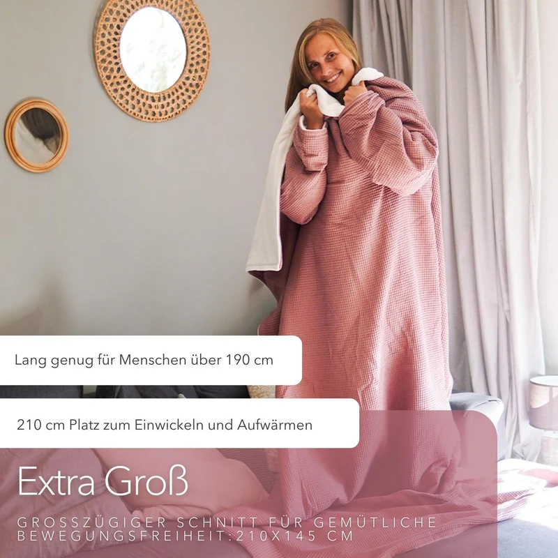 Kuscheldecke mit Ärmeln · Vollkommen · Altrosa · Sandweiß