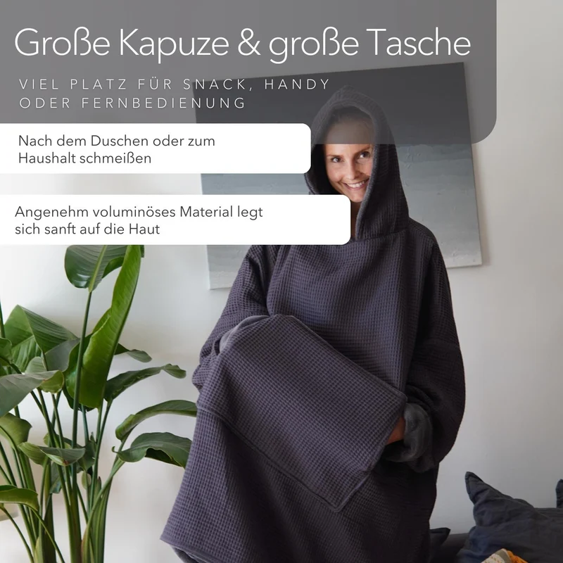 Kuschel-Hoodie mit Kapuze • Vulkangrau