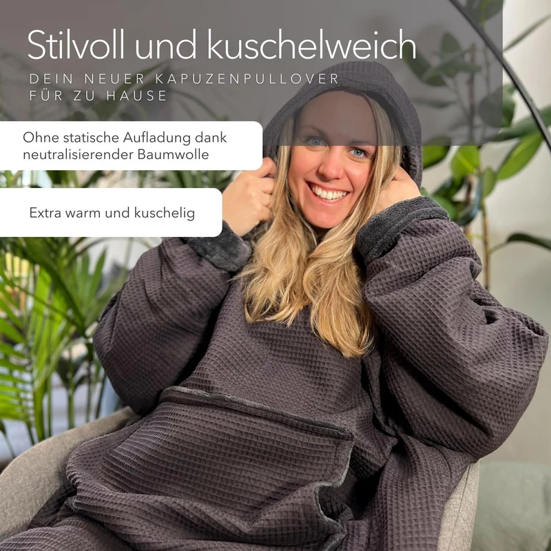 Kuschel-Hoodie mit Kapuze • Vulkangrau