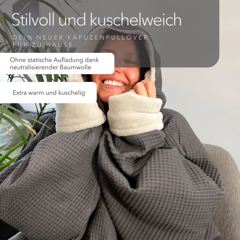 Kuschel-Hoodie mit Kapuze • Grau • Gletschergrau