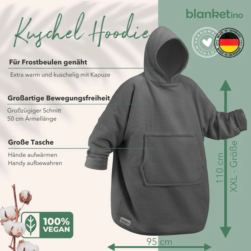 Kuschel-Hoodie mit Kapuze • Dunkelgrau