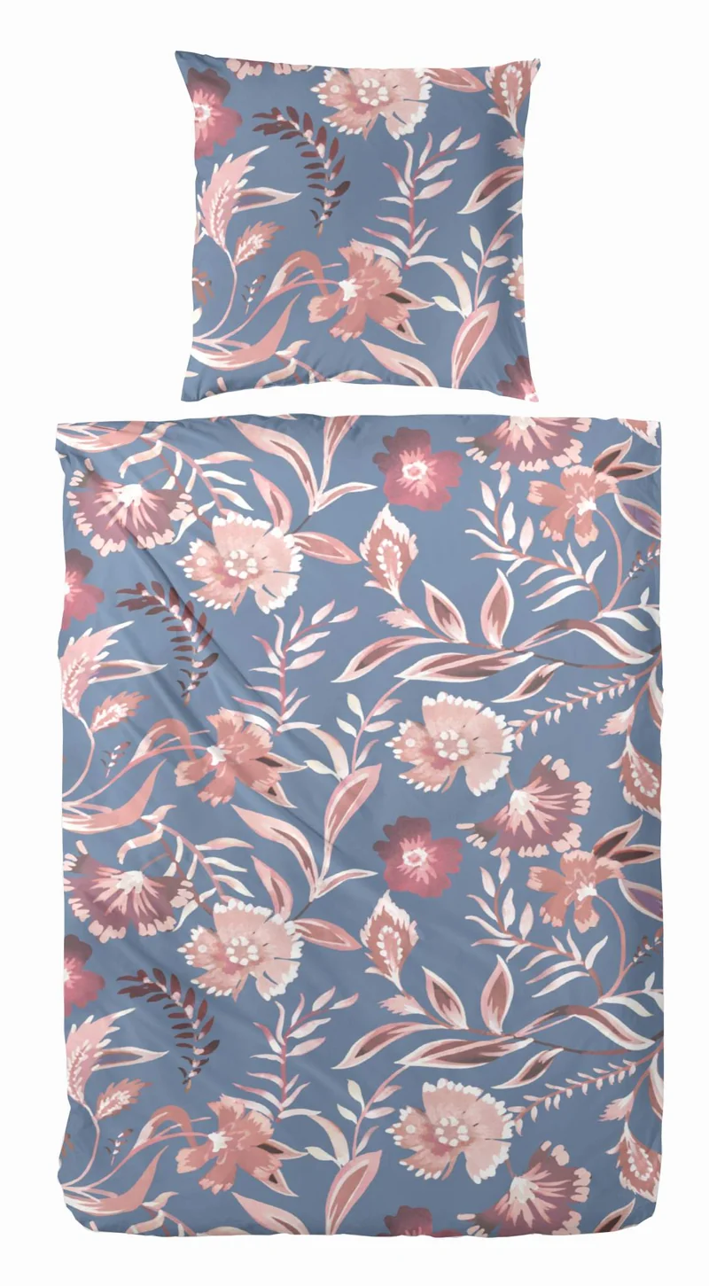 Hahn Pflegeleichte Ganzjahres Bettwäsche mit Blumen Print 135x200 cm + 80x80 cm