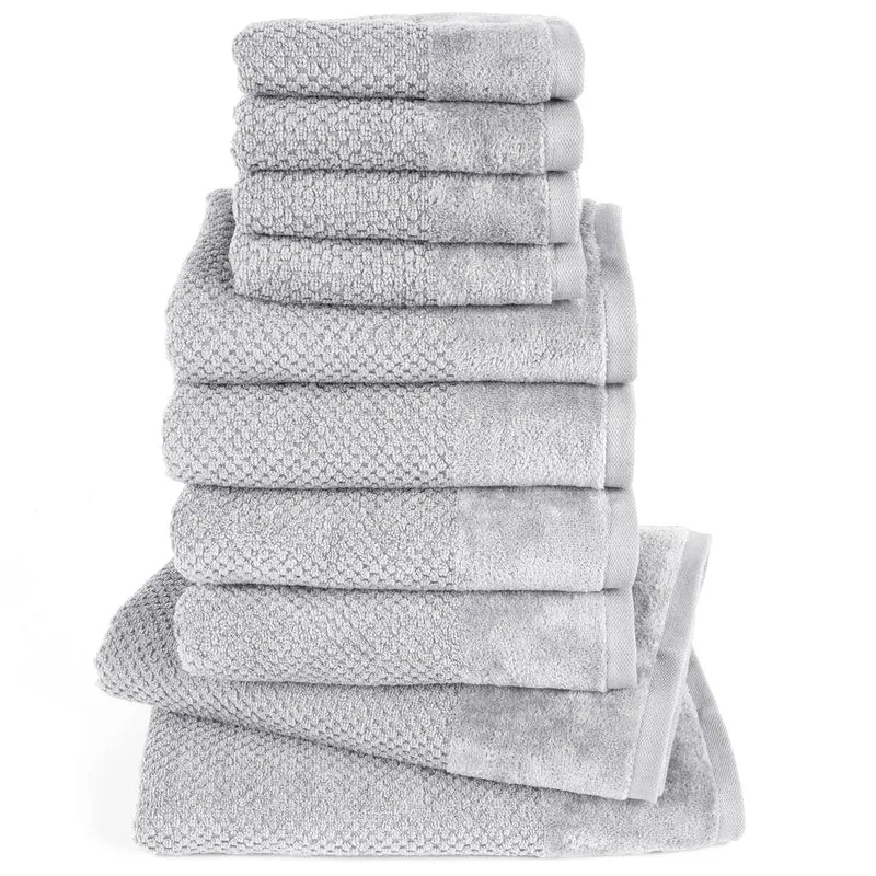 Handtuch Set Popcorn - Hellgrau - 4x30x50 + 4x50x100 + 2x70x140 cm