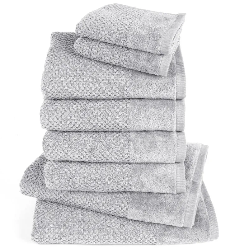 Handtuch Set Popcorn - Hellgrau - 2x30x50 + 4x50x100 + 2x70x140 cm