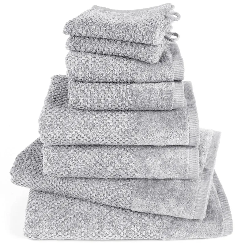 Handtuch Set Popcorn - Hellgrau - 2x16x21 + 2x30x50 + 2x50x100 + 2x70x140 cm