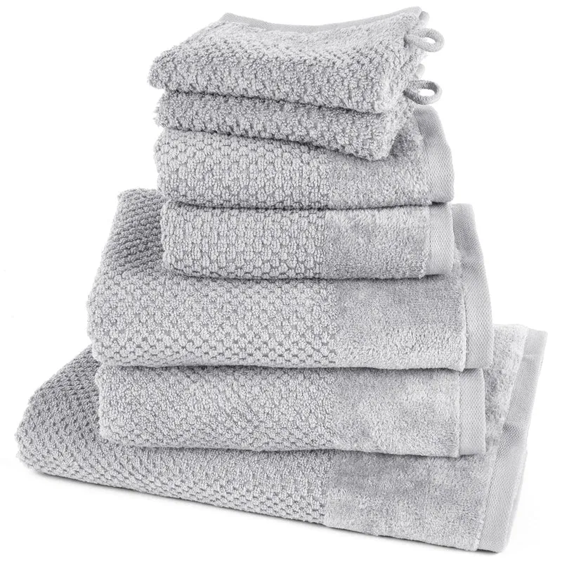 Handtuch Set Popcorn - Hellgrau - 2x16x21 + 2x30x50 + 2x50x100 + 70x140 cm