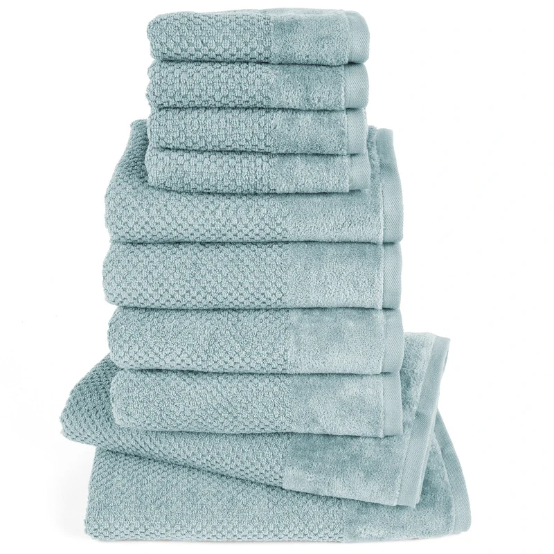 Handtuch Set Popcorn - Helltürkis - 4x30x50 + 4x50x100 + 2x70x140 cm