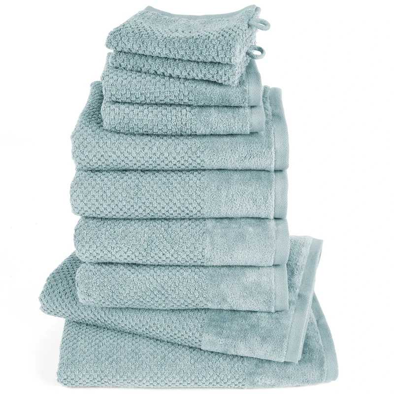 Handtuch Set Popcorn - Helltürkis - 2x16x21 + 2x30x50 + 4x50x100 + 2x70x140 cm