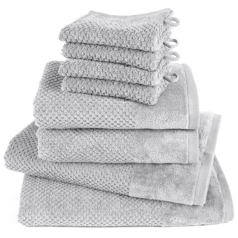 Handtuch Set Popcorn - Hellgrau - 4x16x21 + 2x50x100 + 2x70x140 cm