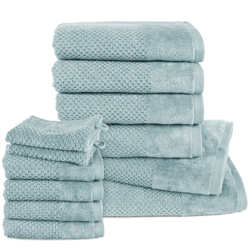 Handtuch Set Popcorn - Helltürkis - 2x16x21 + 4x30x50 + 4x50x100 + 2x70x140 cm