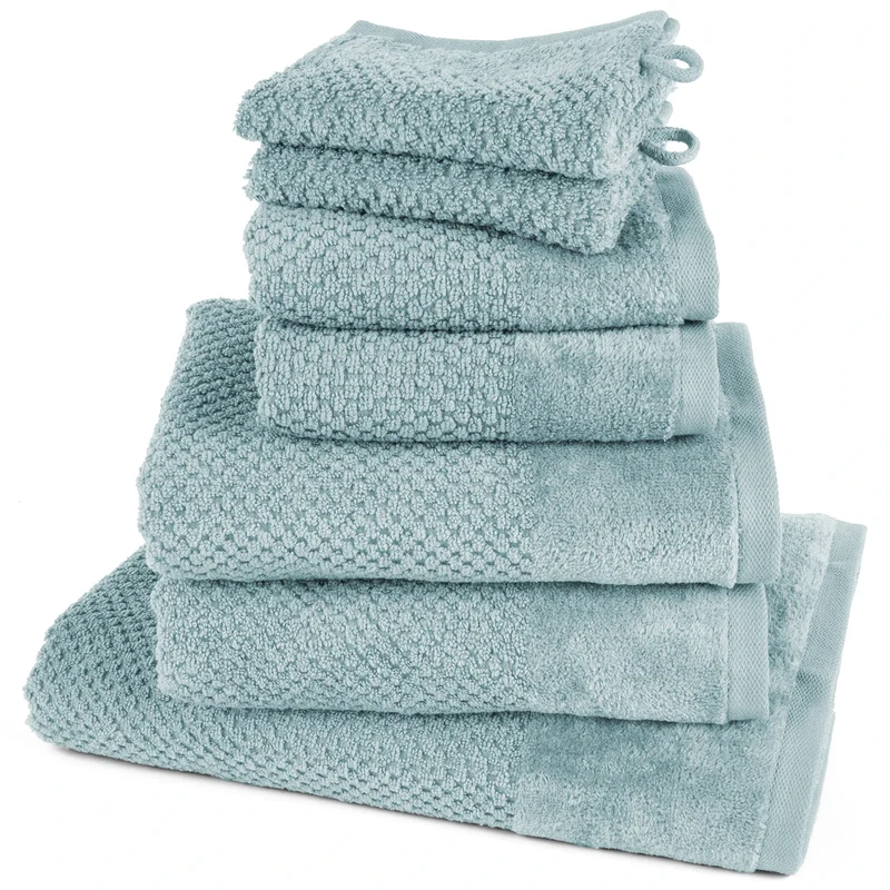 Handtuch Set Popcorn - Helltürkis - 2x16x21 + 2x30x50 + 2x50x100 + 70x140 cm