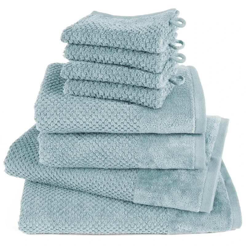 Handtuch Set Popcorn - Helltürkis - 4x16x21 + 2x50x100 + 2x70x140 cm