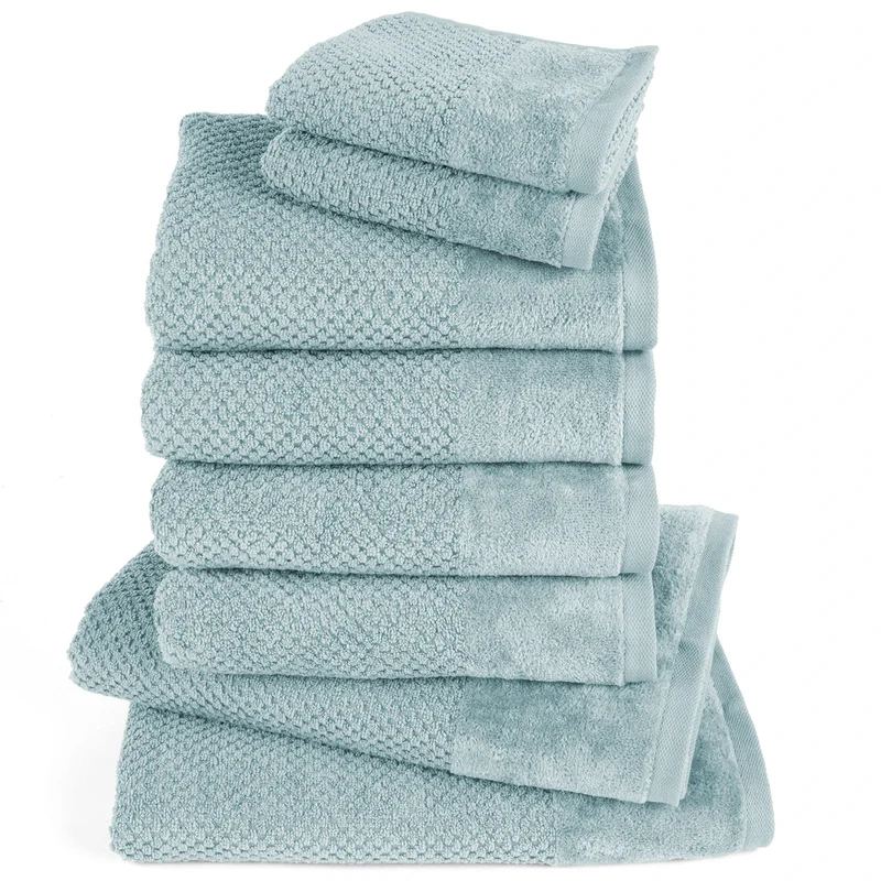 Handtuch Set Popcorn - Helltürkis - 2x30x50 + 4x50x100 + 2x70x140 cm