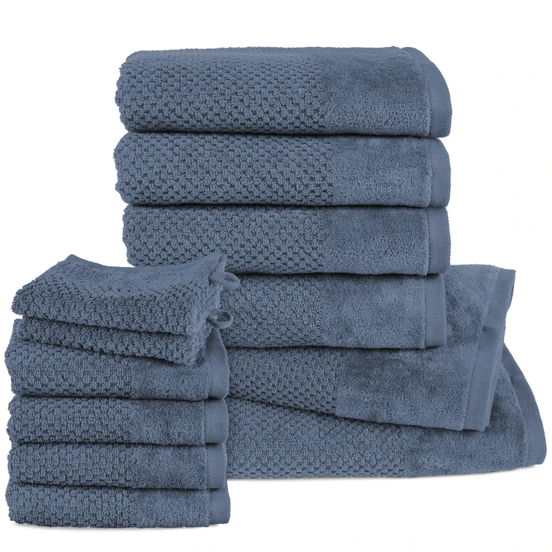 Handtuch Set Popcorn - Jeansblau - 2x16x21 + 4x30x50 + 4x50x100 + 2x70x140 cm