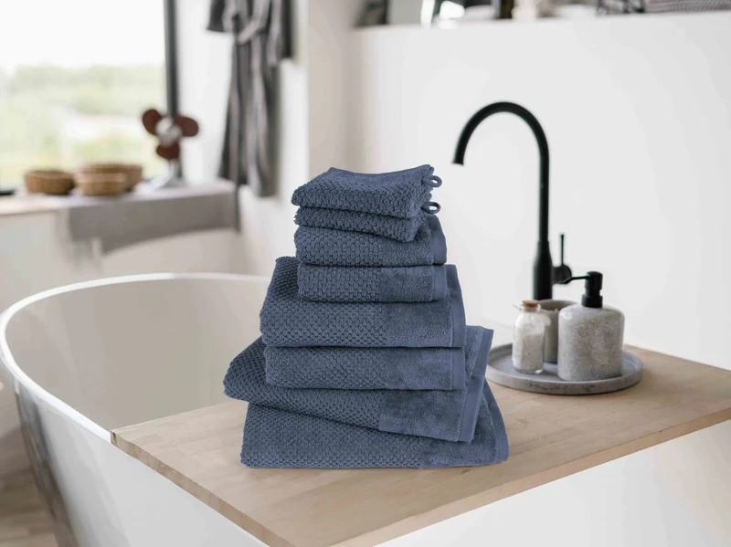 Handtuch Set Popcorn - Jeansblau - 2x50x100 + 2x70x140 cm