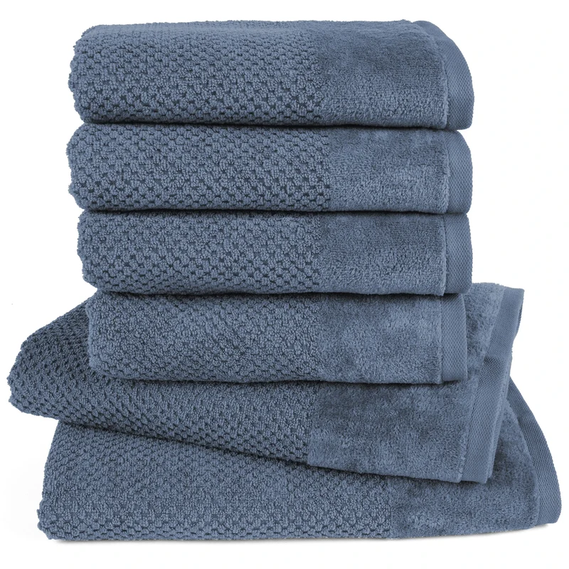 Handtuch Set Popcorn - Jeansblau - 4x50x100 + 2x70x140 cm
