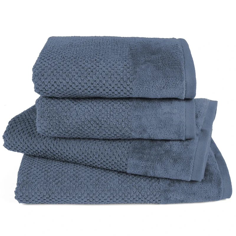 Handtuch Set Popcorn - Jeansblau - 2x50x100 + 2x70x140 cm