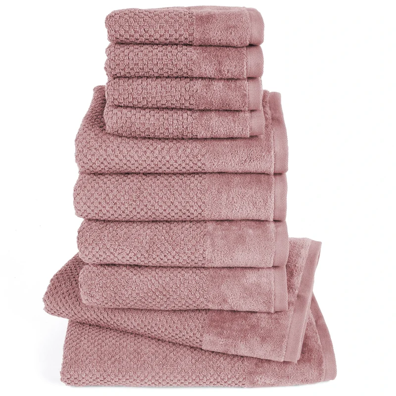 Handtuch Set Popcorn - Mauve - 4x30x50 + 4x50x100 + 2x70x140 cm