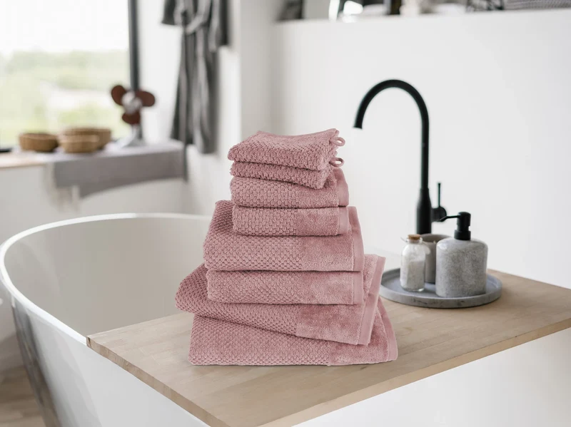 Handtuch Set Popcorn - Mauve - 4x50x100 + 2x70x140 cm