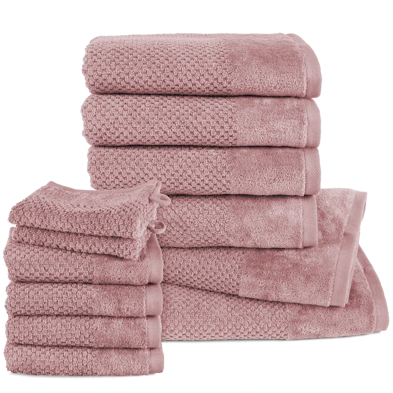 Handtuch Set Popcorn - Mauve - 2x16x21 + 4x30x50 + 4x50x100 + 2x70x140 cm
