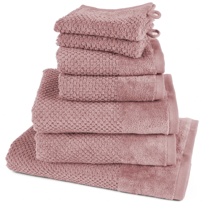 Handtuch Set Popcorn - Mauve - 2x16x21 + 2x30x50 + 2x50x100 + 70x140 cm