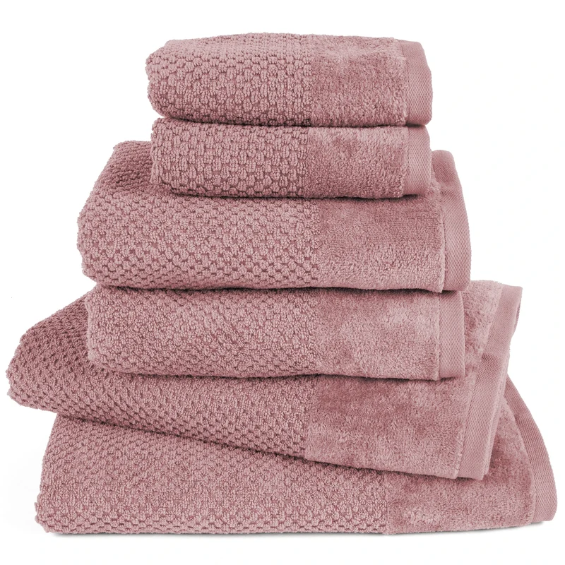 Handtuch Set Popcorn - Mauve - 2x30x50 + 2x50x100 + 2x70x140 cm